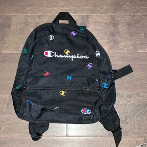 Champion Black mini Backpack purse with Colorful Logo Accents